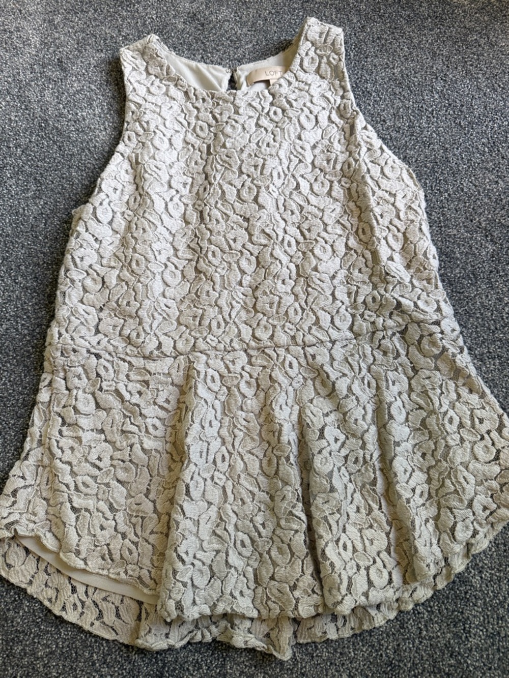 LOFT light grey Lace Peplum-Style tank top